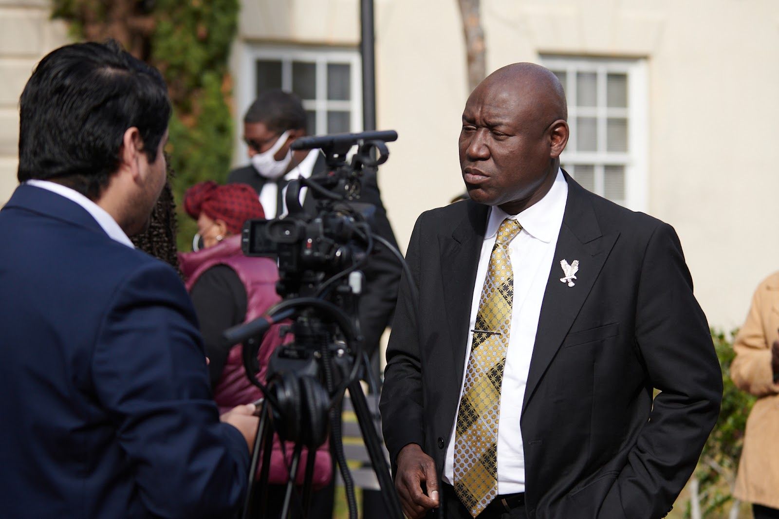 Ben Crump speaks with Fernando Soto outside of Solicitor Scarlett Wilson's office in Downtown Charleston, SC | Photo: JohnGaulden.com